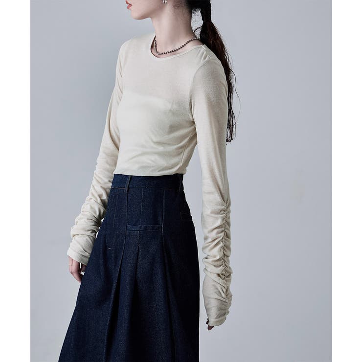 etoll エトル フラッフィーシアーシャーリングスリーブトップス | Fashion Letter | 詳細画像11 