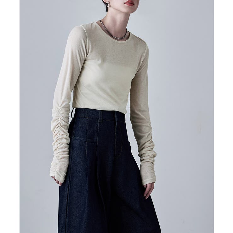 etoll エトル フラッフィーシアーシャーリングスリーブトップス | Fashion Letter | 詳細画像13 