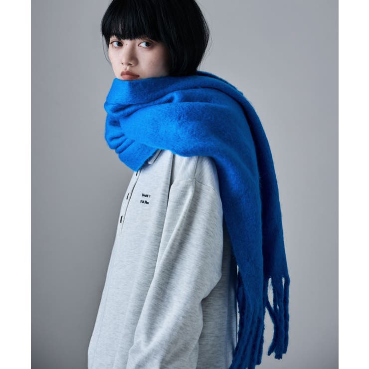 ロイヤルブルー | etoll エトル フリンジシャギーボリュームマフラー | Fashion Letter