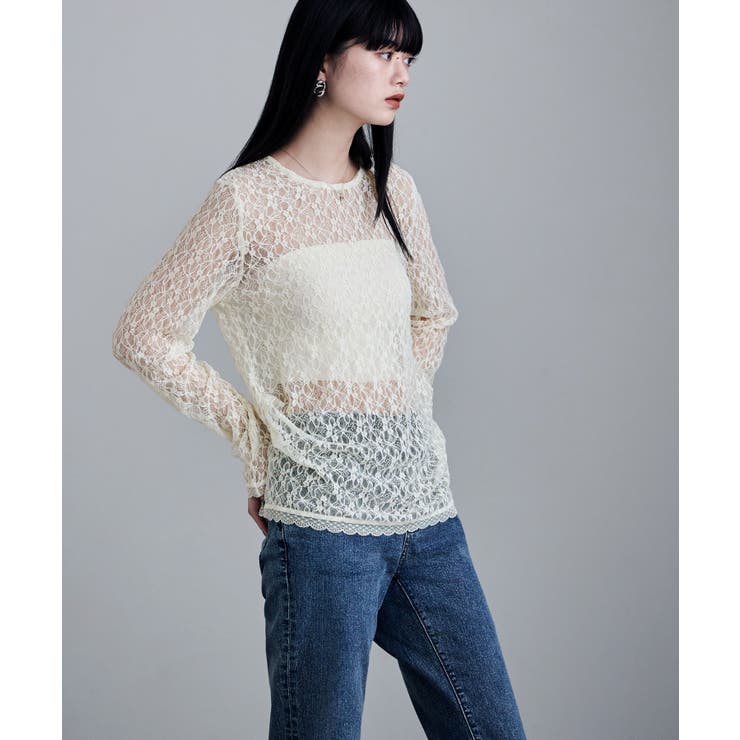 アイボリー | etoll エトル レースサイドタックドレープトップス | Fashion Letter