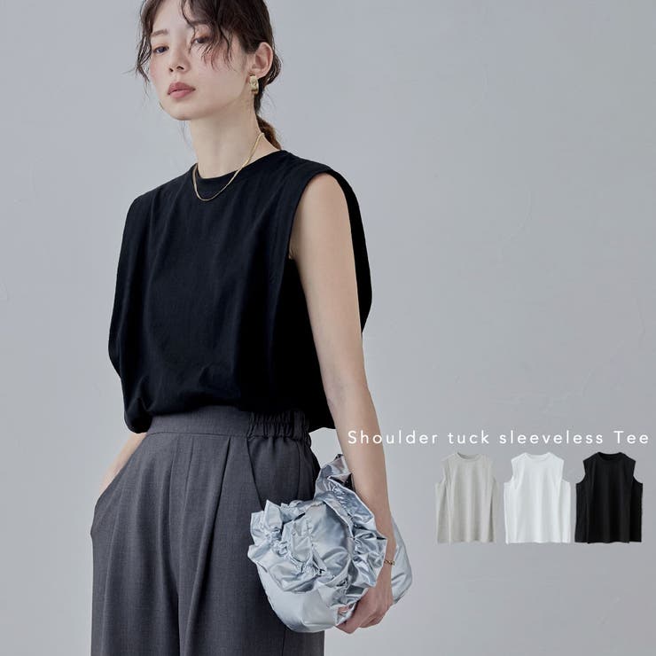 etoll エトル ショルダータックノースリーブTシャツ | Fashion Letter | 詳細画像1 