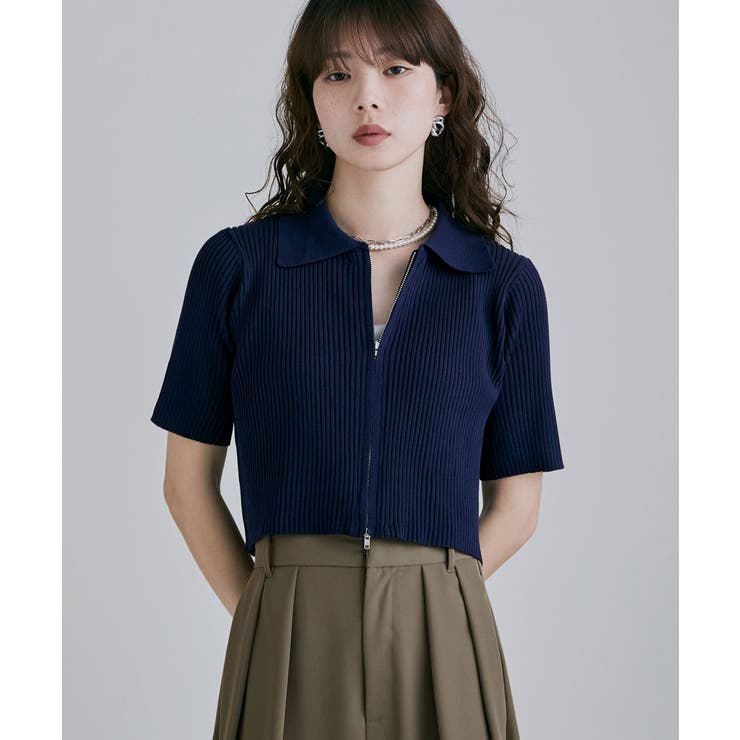 etoll エトル ポロ襟Wジップカーディガン | Fashion Letter | 詳細画像6 