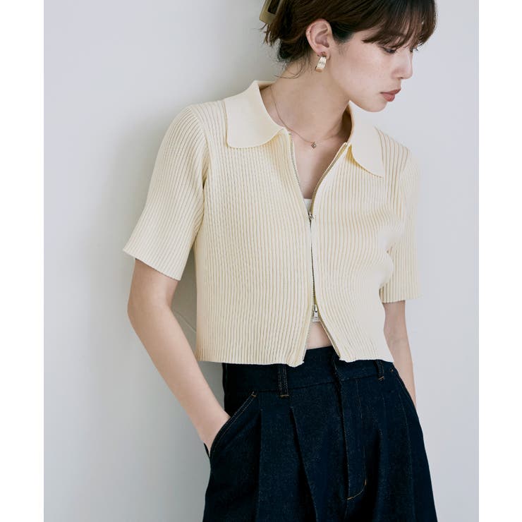 ナチュラル | etoll エトル ポロ襟Wジップカーディガン | Fashion Letter