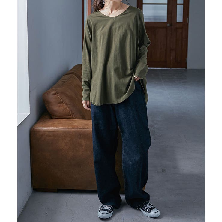 タックヘムコットンVネックカットソー レディース トップス | Fashion Letter | 詳細画像15 