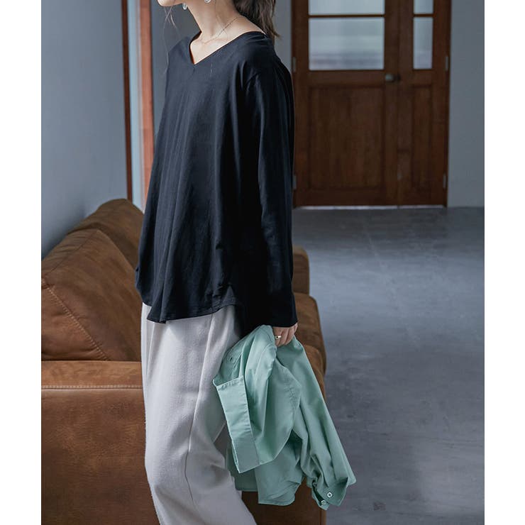 タックヘムコットンVネックカットソー レディース トップス | Fashion Letter | 詳細画像18 