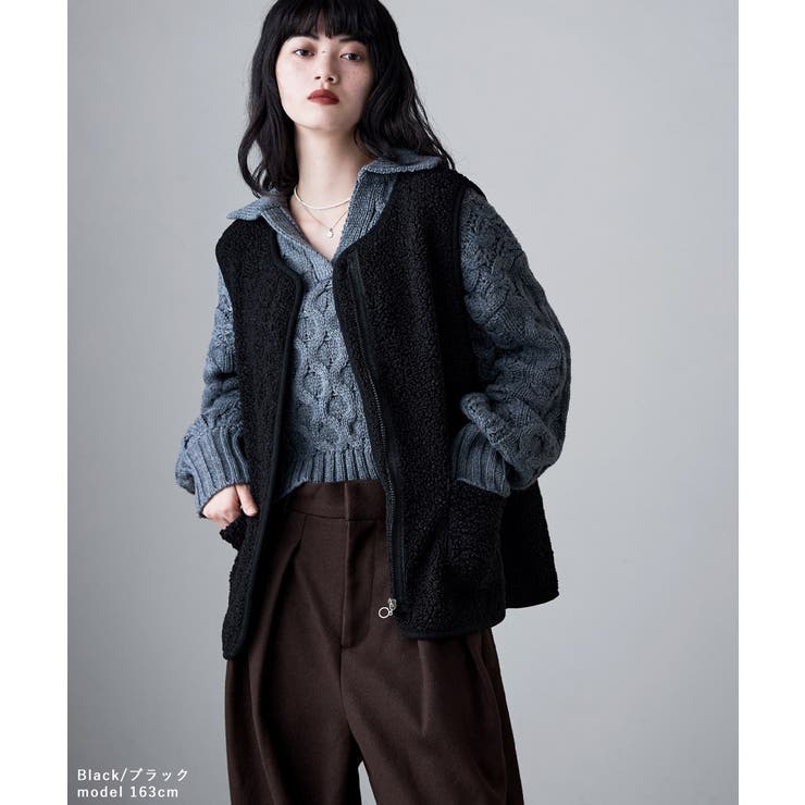 etoll エトル ライトボアジップベスト | Fashion Letter | 詳細画像2 
