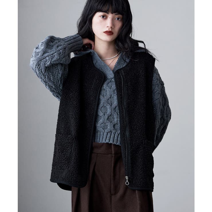 etoll エトル ライトボアジップベスト | Fashion Letter | 詳細画像3 