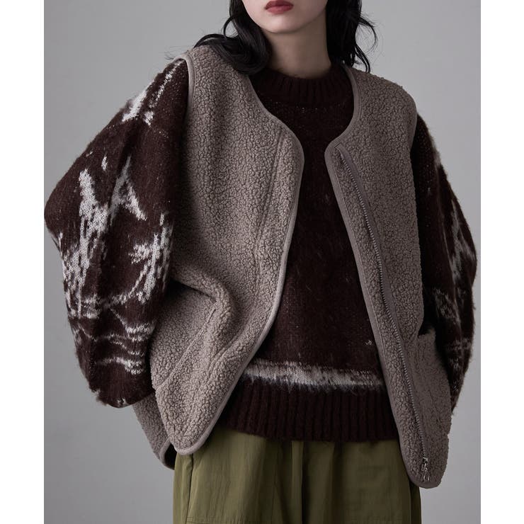 etoll エトル ライトボアジップベスト | Fashion Letter | 詳細画像9 