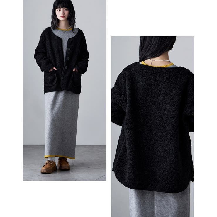 etoll エトル ノーカラーライトボアコート | Fashion Letter | 詳細画像4 