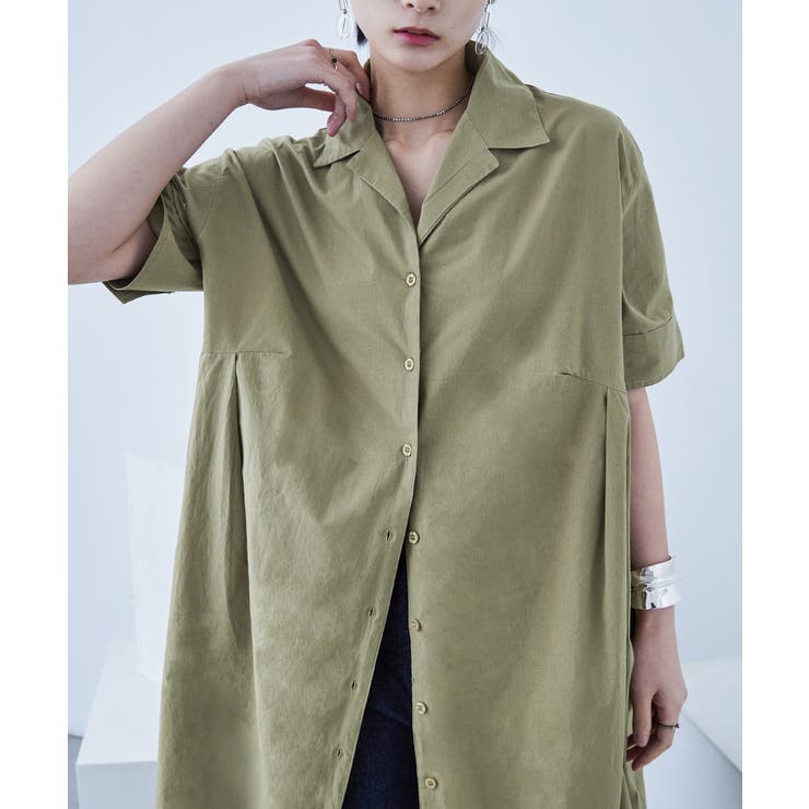 オープンカラー ワンピース シャツワンピース[品番：FT000008521