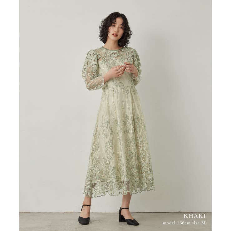 niana ニアナ ボタニカル柄刺繍レースドレス