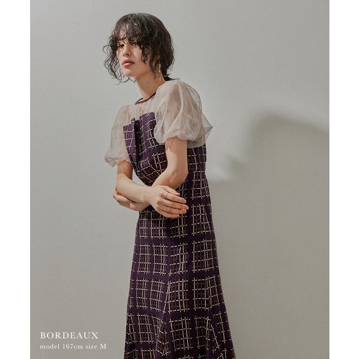 niana ニアナ チェック柄マーメイドワンピースドレス[品番