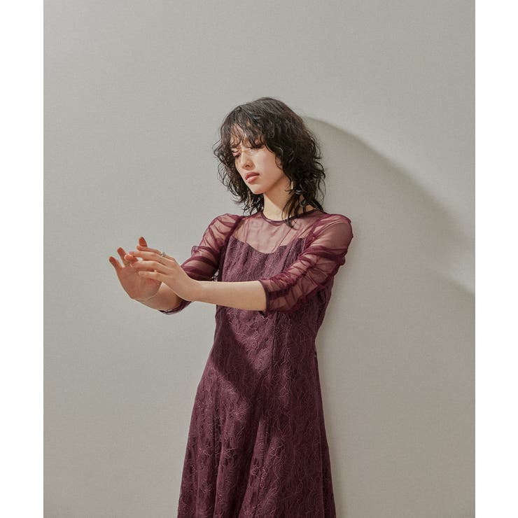 niana ニアナ ボリューム袖レースフレアドレス | Fashion Letter | 詳細画像4 