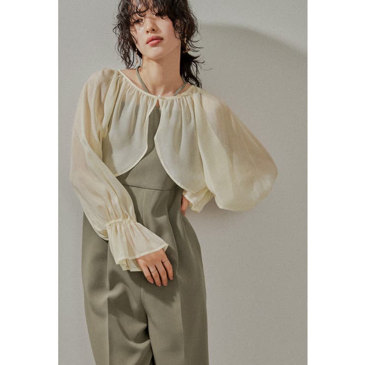 ベージュ | niana ニアナ パールボタンシアーボレロ | Fashion Letter