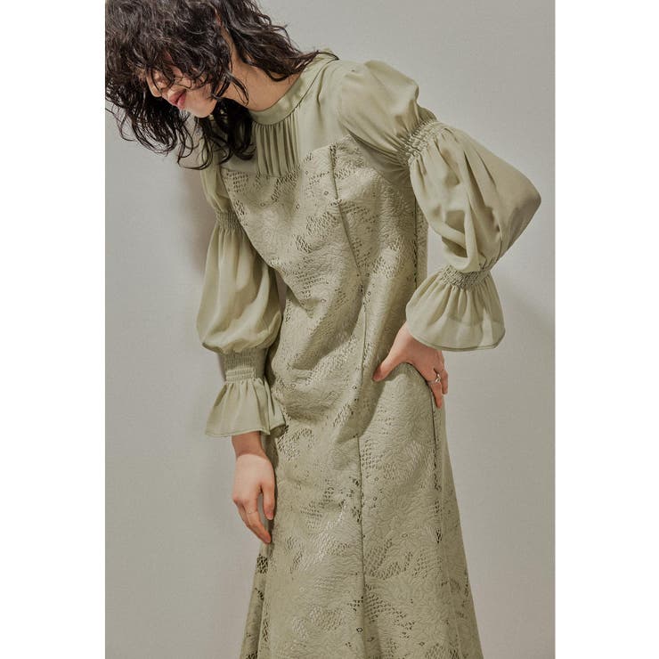 イエロー | niana ニアナ レースシフォンマーメイドドレス | Fashion Letter