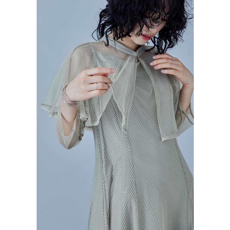 イエロー | niana ニアナ ケープセットメッシュドレス | Fashion Letter