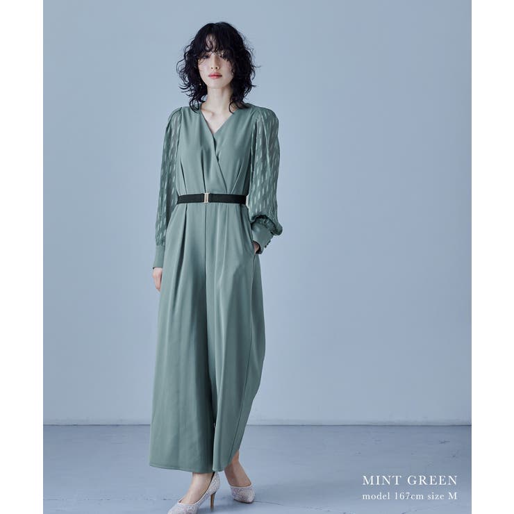 ☆新品☆ ROOM903 カシュクールデザインパンツドレス ブラウン