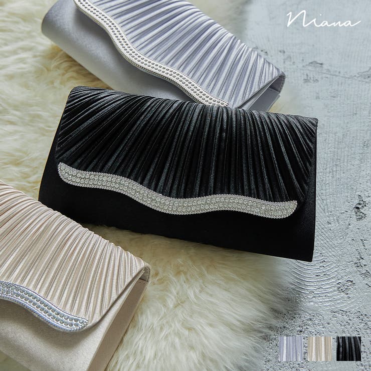 niana ニアナ プリーツスクエアパーティーバッグ | Fashion Letter | 詳細画像1 