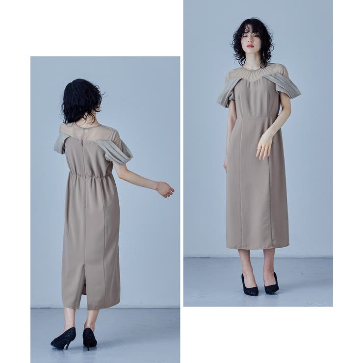 niana ニアナ オフショルダーチュールIラインドレス[品番