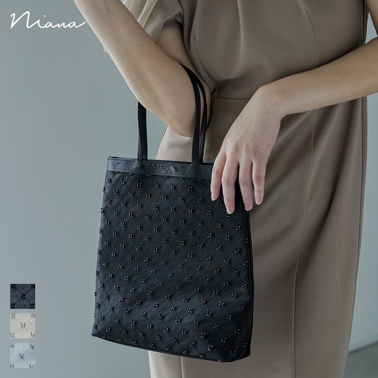 niana ニアナ サテンチュールビーズトートバッグ[品番