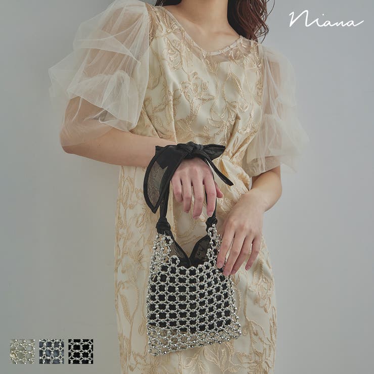 niana ニアナ オーガンジーリボンビーズバッグ | Fashion Letter | 詳細画像1 