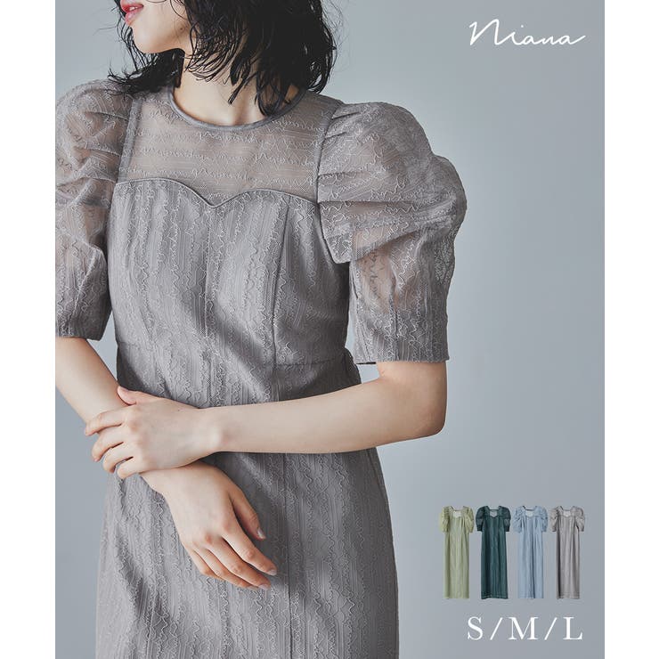 niana ニアナ レタリングレースドレス[品番：FT000009442