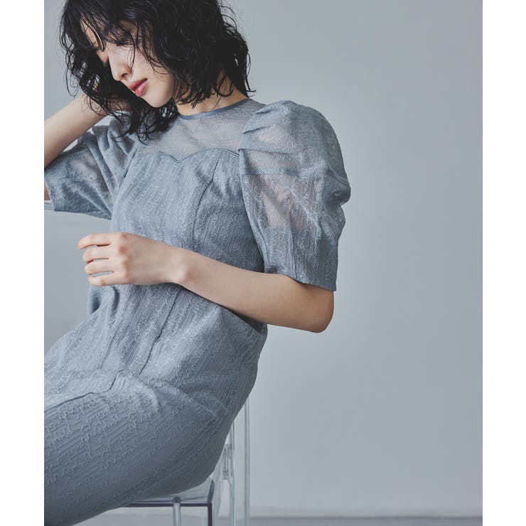【新品タグ付き】niana ANDRESD グレー トップスのみ niana ニアナ レタリングレースドレス[品番:FT000009442
