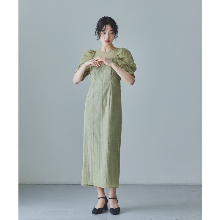 【kana / niana】 ドレス グリーン美品⚪︎大幅値下げ niana ニアナ レタリングレースドレス[品番：FT000009442