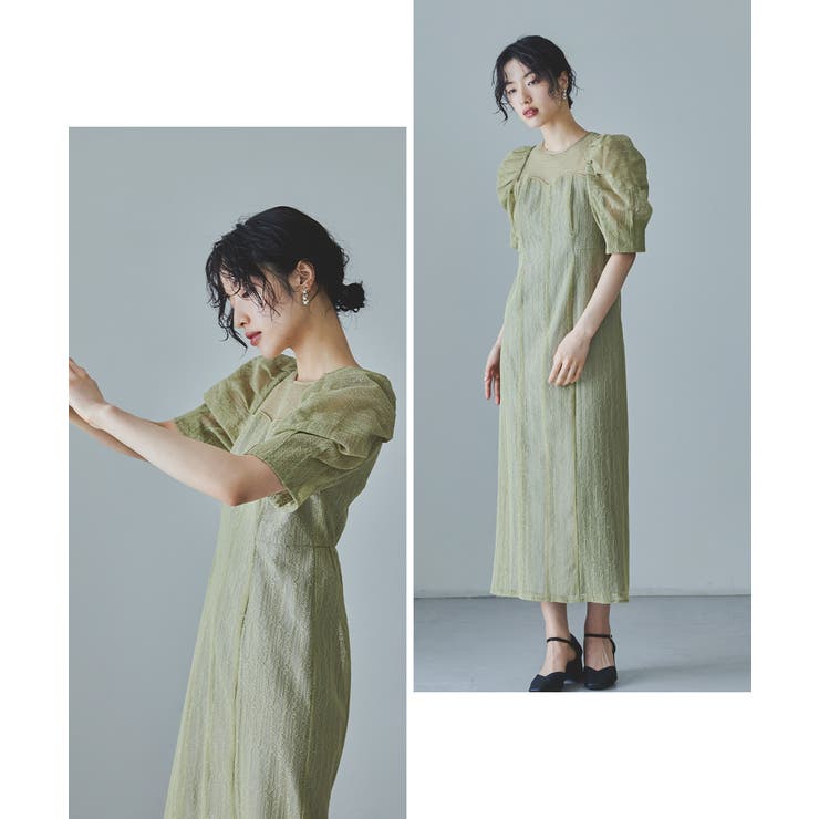 【kana / niana】 ドレス グリーン美品⚪︎大幅値下げ niana ニアナ レタリングレースドレス[品番：FT000009442