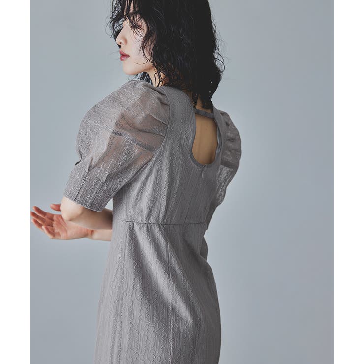 ★日本未入荷★【Miss Patina】アグネスドレス（幾何学模様） ニアナ niana 刺繍レース バックリボン タイトドレス （ローズ