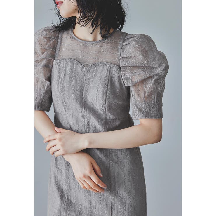 【新品タグ付き】niana ANDRESD グレー　トップスのみ niana ニアナ レタリングレースドレス[品番：FT000009442