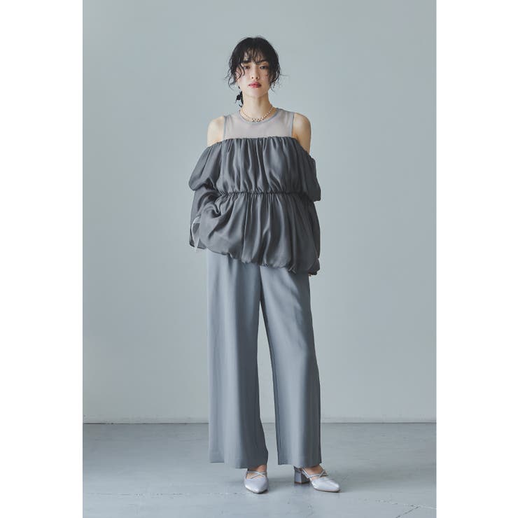 チャコール | niana ニアナ バルーンペプラムパンツドレス | Fashion Letter