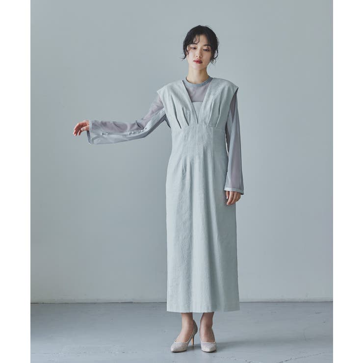 ニアナ　Ｖラインジャガードドレス、結婚式お呼ばれワンピース niana(bflat)｜nianaのドレスを使ったコーディネート - WEAR