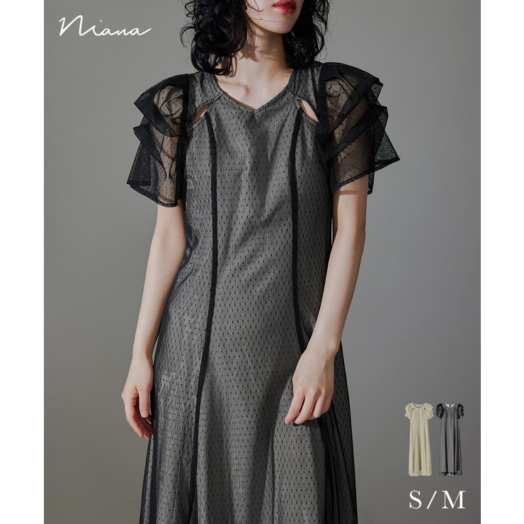 niana カットアウトドットチュールドレス niana ニアナ カットアウトドットチュールドレス[品番