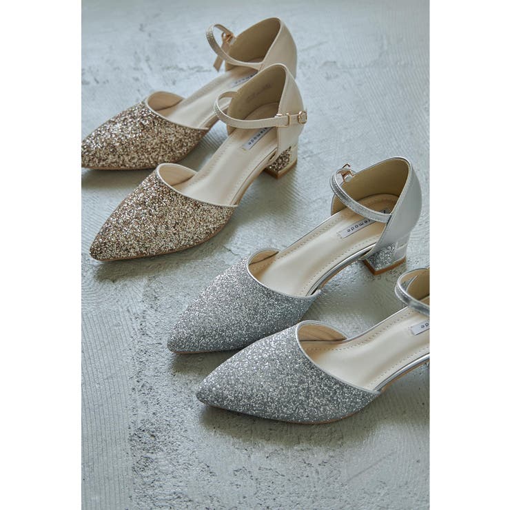 【ご予約品】 niana ニアナ グリッターチャンキーヒールパンプス[品番 靴