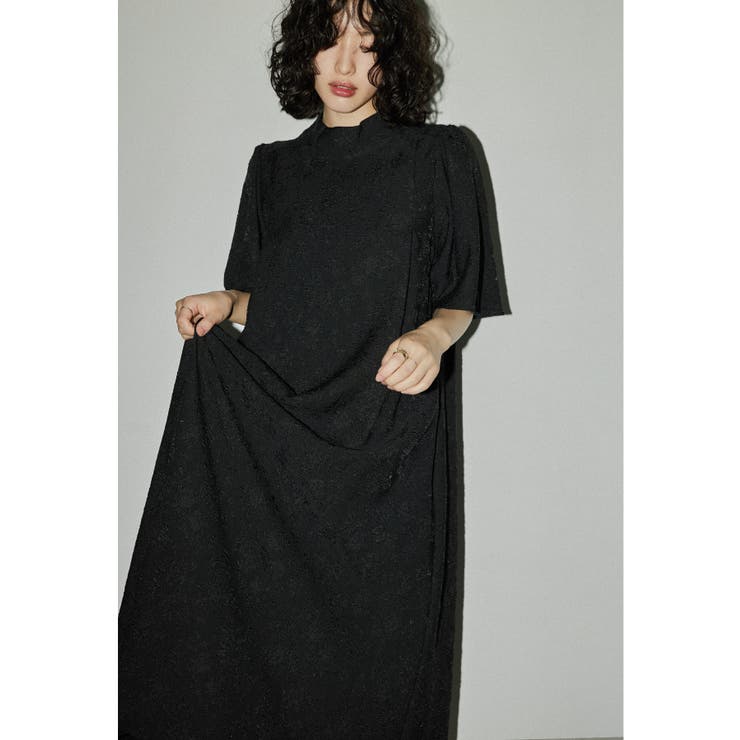 ブラック | niana ニアナ ジャガードAラインドレス | Fashion Letter