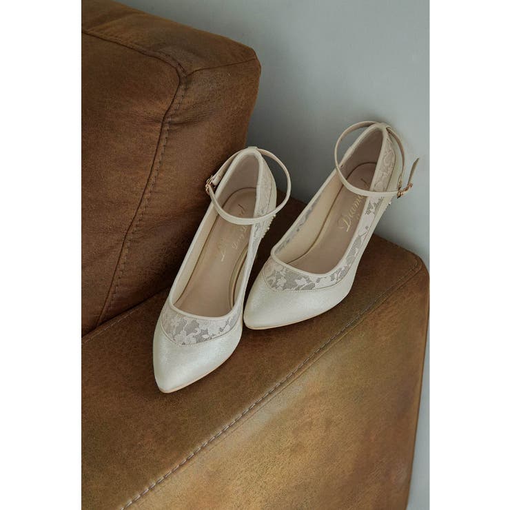 ベージュ | niana ニアナ アンクルベルトシアーレースサテンパンプス | Fashion Letter