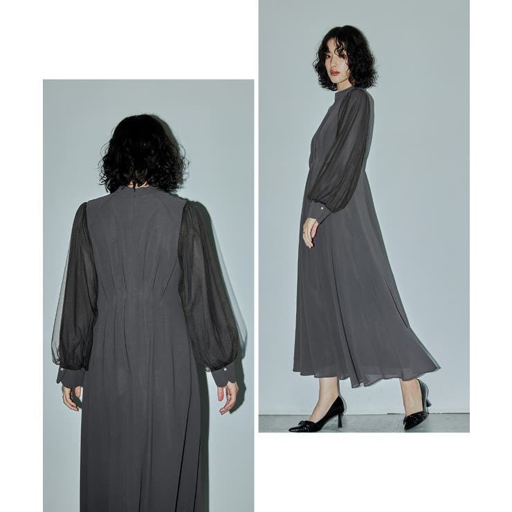 niana ニアナ Vネックシアースリーブドレス[品番：FT000009809