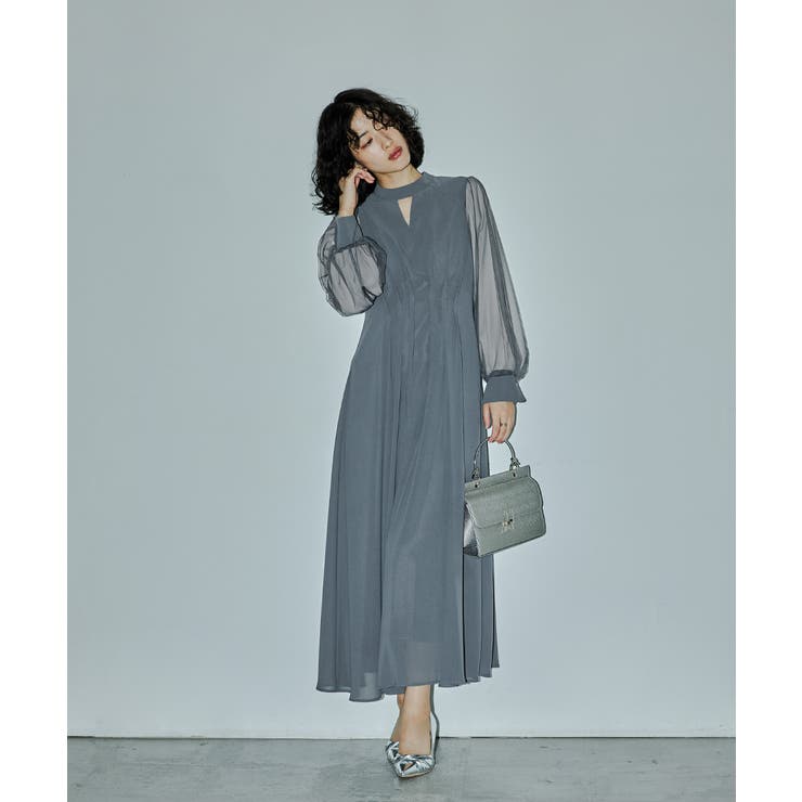 niana ニアナ Vネックシアースリーブドレス[品番：FT000009809