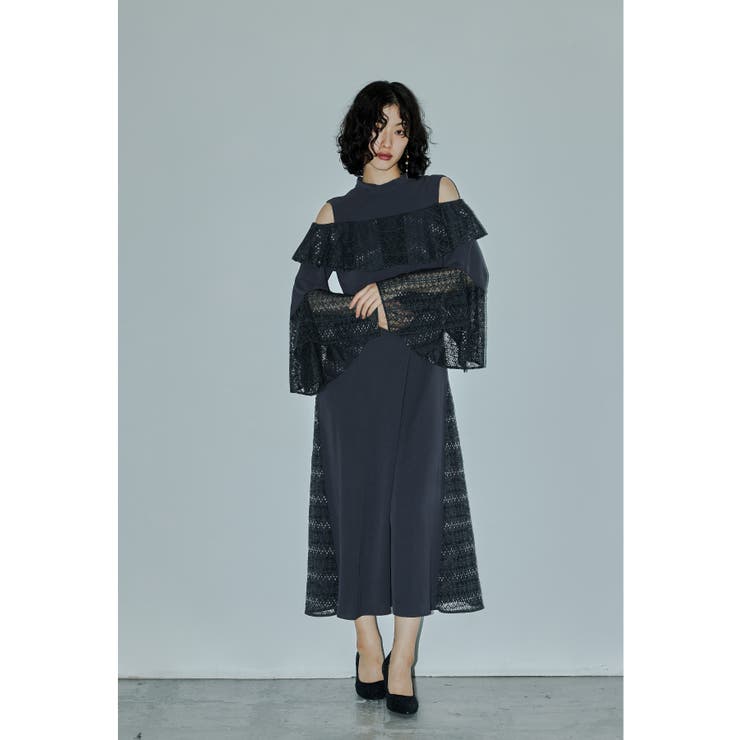 チャコール | niana ニアナ スリーブスリットマーメイドドレス | Fashion Letter