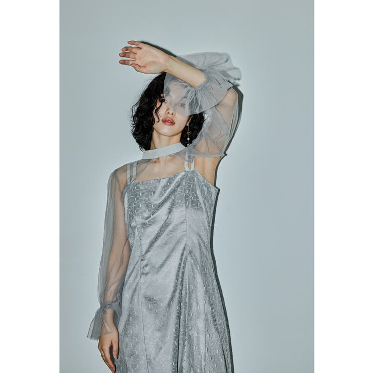 グレー | niana ニアナ チュールボレロ幾何学レースドレス | Fashion Letter