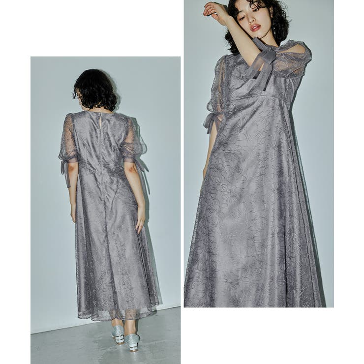 niana ニアナ リボンディテールエンブロイダリードレス[品番