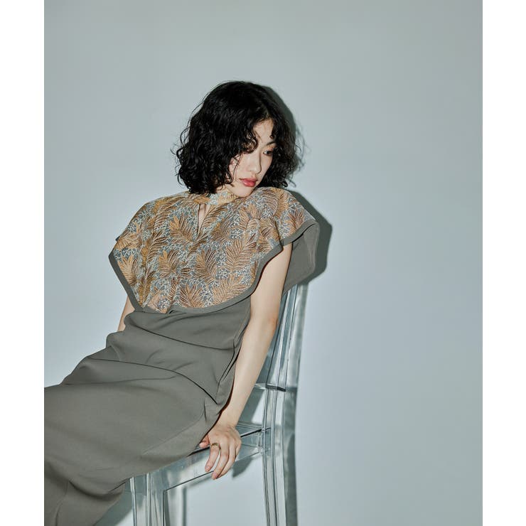 niana ニアナ リーフ刺繍ケープデザインドレス | Fashion Letter | 詳細画像7 