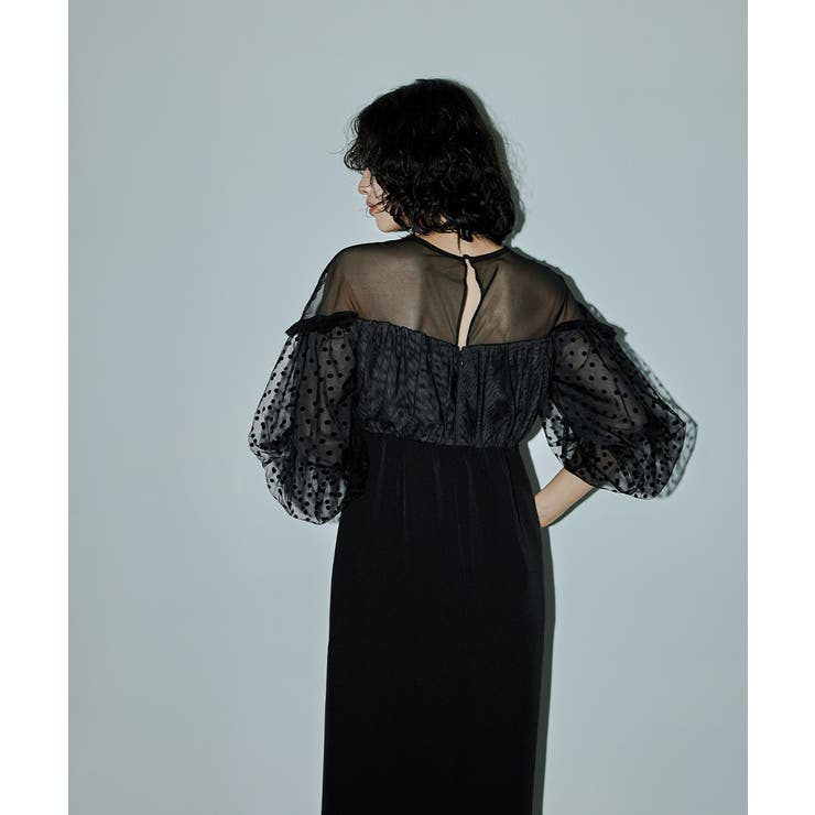 フロッキードットワンピース　niana フロッキードットワンピース パーティードレス オケージョンドレス