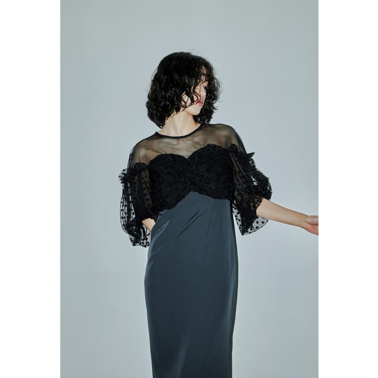 フロッキードットワンピース　niana niana ドレス フロッキードットワンピース パーティードレス