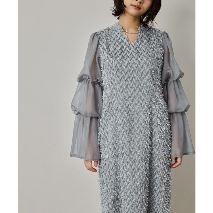 niana ニアナ デザインスリーブシャギードレス[品番