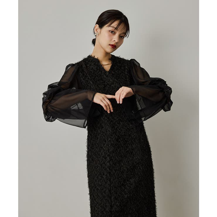 niana ニアナ デザインスリーブシャギードレス[品番