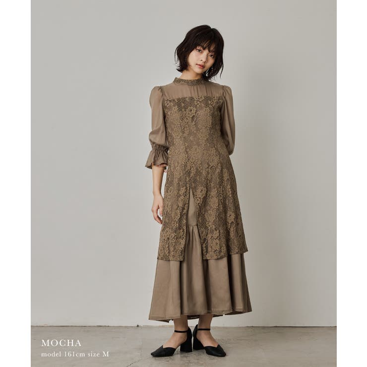 PrettyLittleThing☆レース スリーブ シャーリング ドレス♪ niana ニアナ シャーリングスリーブ花柄レースドレス[品番