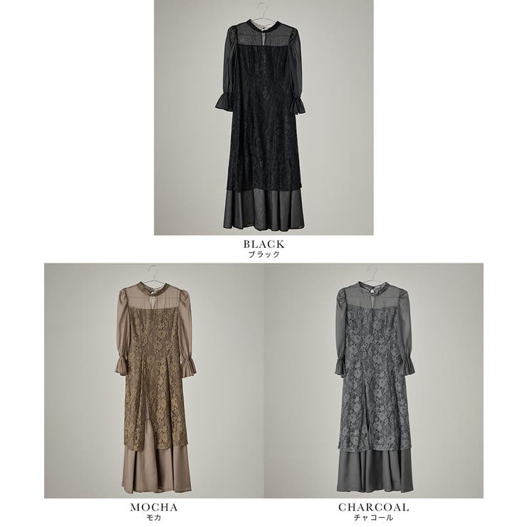 niana ニアナ シャーリングスリーブ花柄レースドレス[品番 niana ニアナ シャーリングスリーブ花柄レースドレス[品番