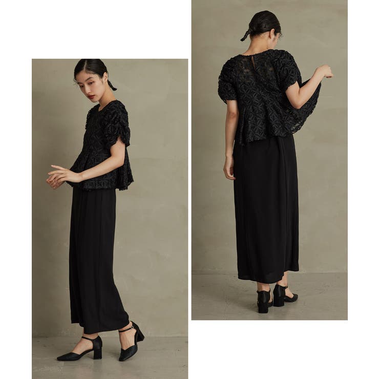 niana ブラウスセットフラワーレースドレス ブラック　S niana ブラウスセットフラワーレースドレス ブラック L